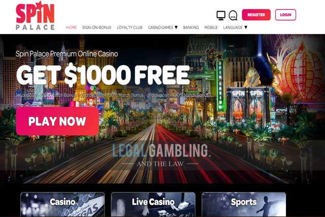 Spin Palace Casino Homepage