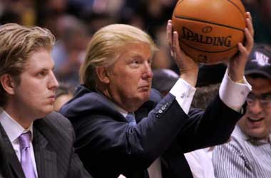 Donald Trump attending a basketball
