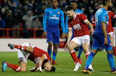 Nottingham Forest celebrate beating Arsenal in FA Cup Third Round 2018