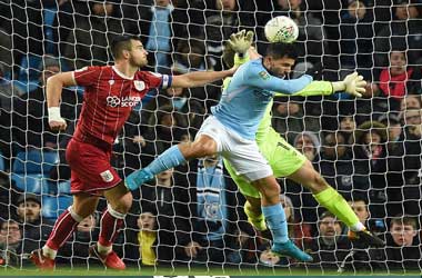 Sergio Aguero scores winner vs Bristol City in semi-final 1st Leg Carabao Cup 2018