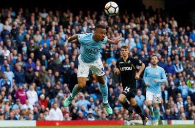 Gabriel Jesus scores fifth Man City goal against Swansea City: April 22nd 2018