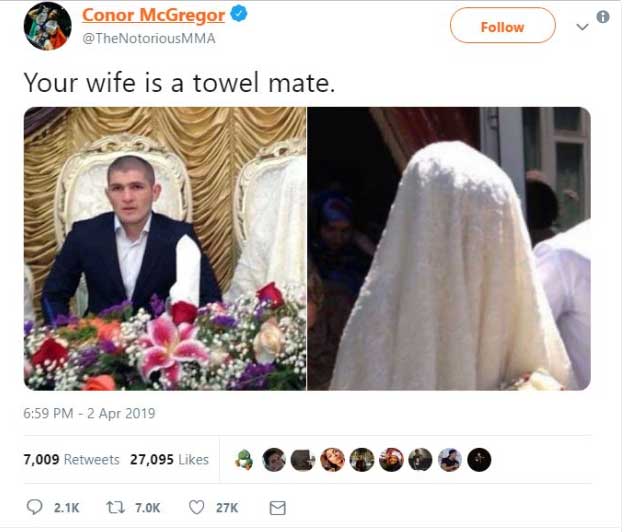 Conor McGregor towel tweet