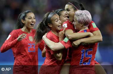 USA Celebrate During FIFA WWC 2019 Against Thailand 