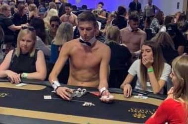 Topless Male Dealer at Battle of Malta Ladies Event 2019