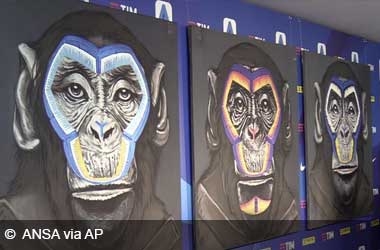 Simone Fugazzotto artwork featuring three monkeys for anti-racism campaign in Serie A