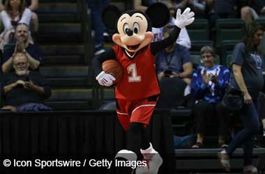 Mickey Mouse playing basketball