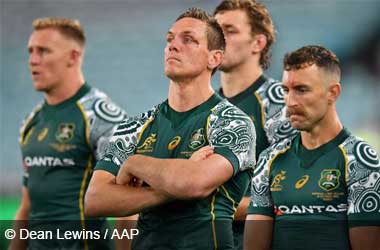 Australian Rugby players after defeat to New Zealand in Third Test of Bledisloe Cup