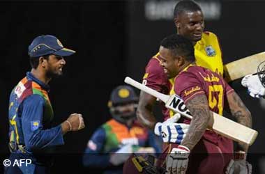Fabian Allen & Jason Holder celebrate West Indies winning series 2-1 against Sri Lanka 2021