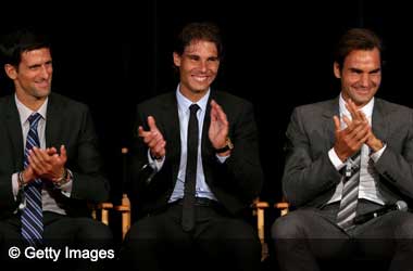 Novak Djokovic, Rafael Nadal and Roger Federer
