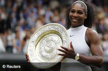 Serena William winning Wimbledon in 2016