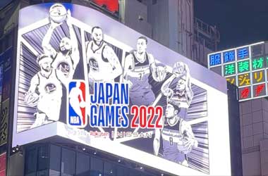 NBA Japan Games 2022 advertisement on Cross Shinjuku Vision