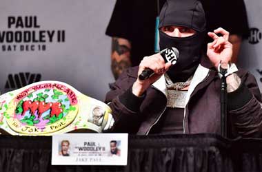 Jake Paul in disguise at press conference for second fight against Tyron Woodley