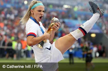 Julie Ertz celebrates winning the Women's World Cup in 2019