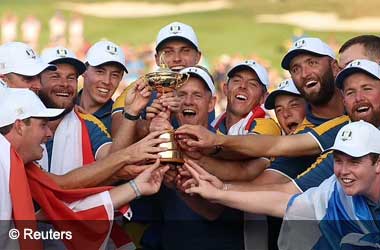 Team Europe celebrate winning the Ryder Cup 2023