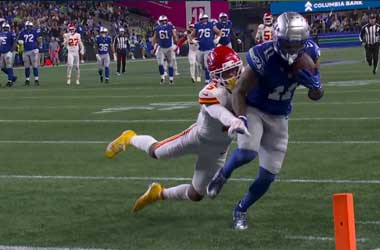 Jaxon Smith-Njigba scores a touchdown against the Kansas City Chiefs during the 2026 NFL Season