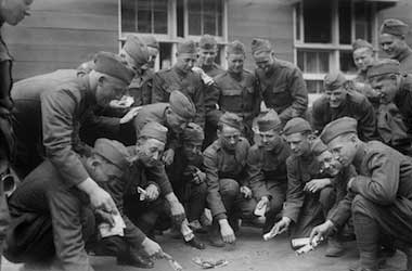 Soldiers playing "Pig Knuckles"